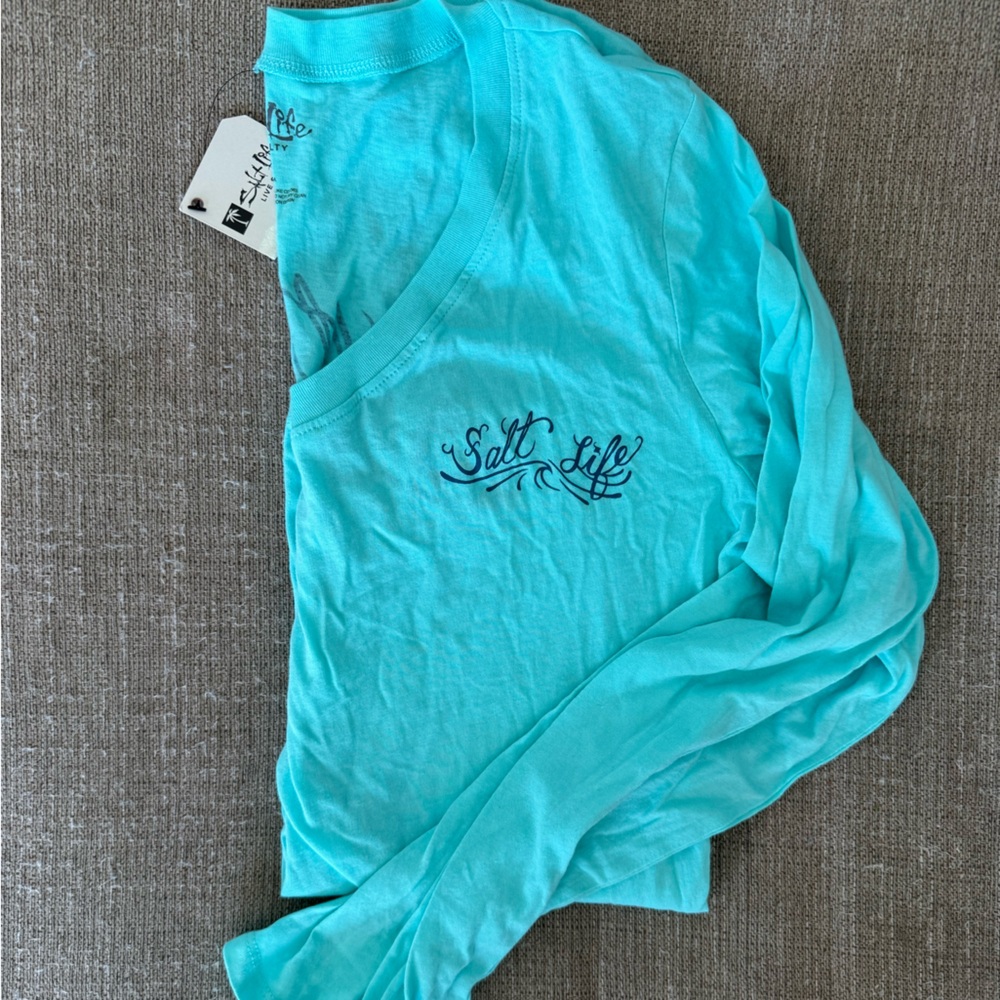 Salt Life Women's Long Sleeve Tee Turquoise with Navy Logo